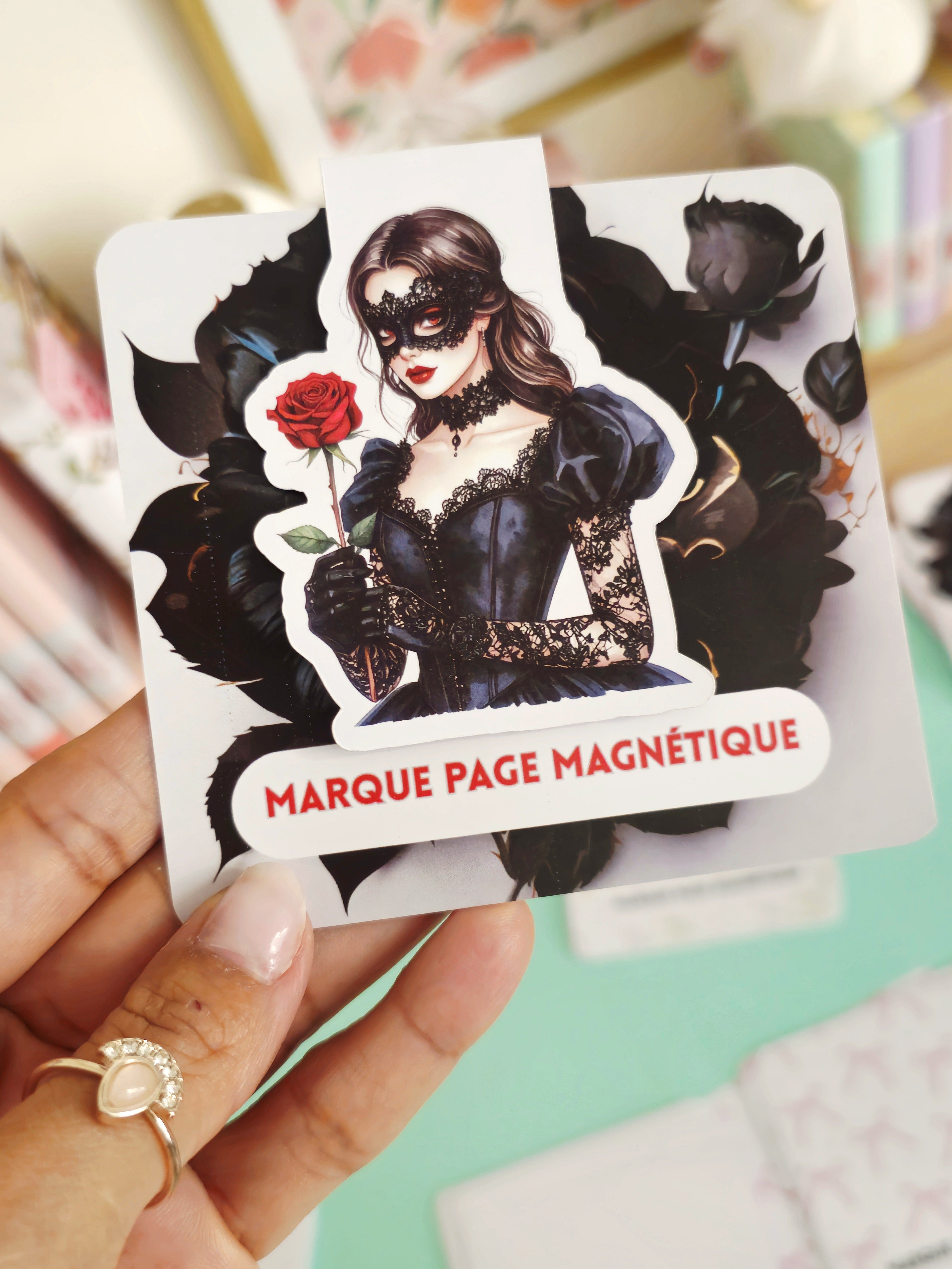 Marque-page Dark Romance magnétique - Design romance sombre fait main
