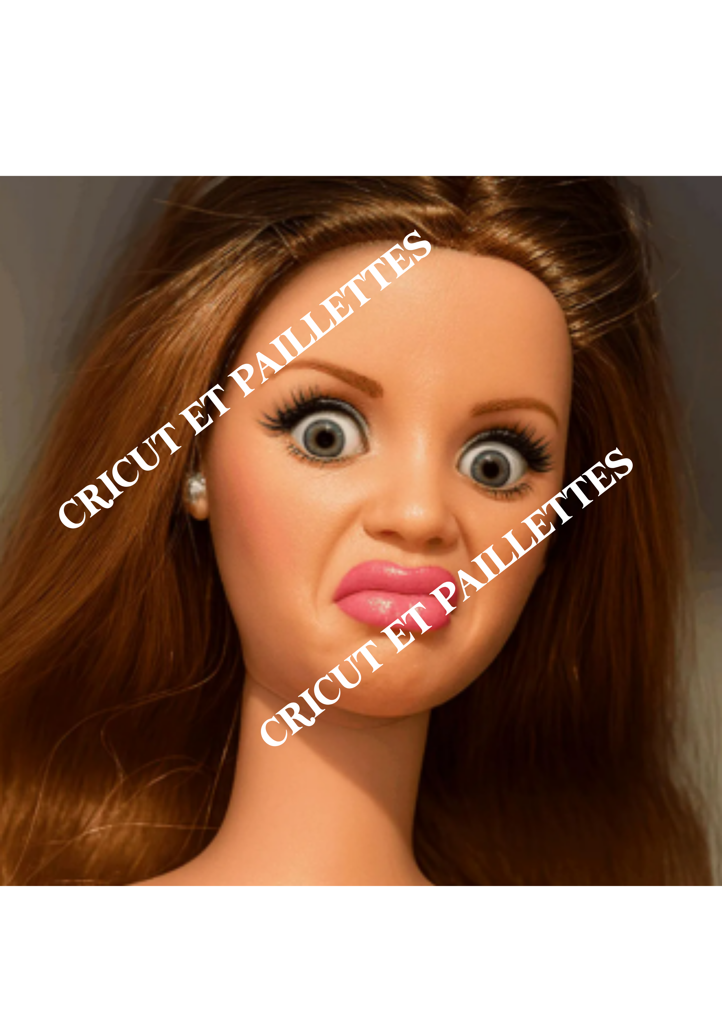 PNG Barbie humour drôle – illustration poupée brune expression comique pour Cricut DIY