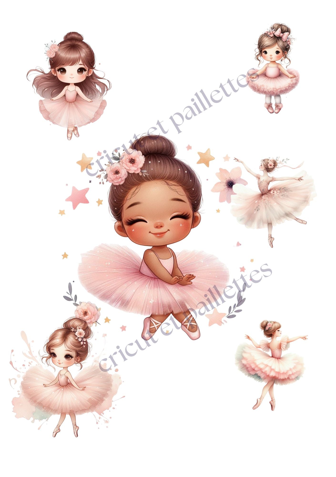 Clipart ballerine aquarelle PNG fond transparent – illustration anniversaire 