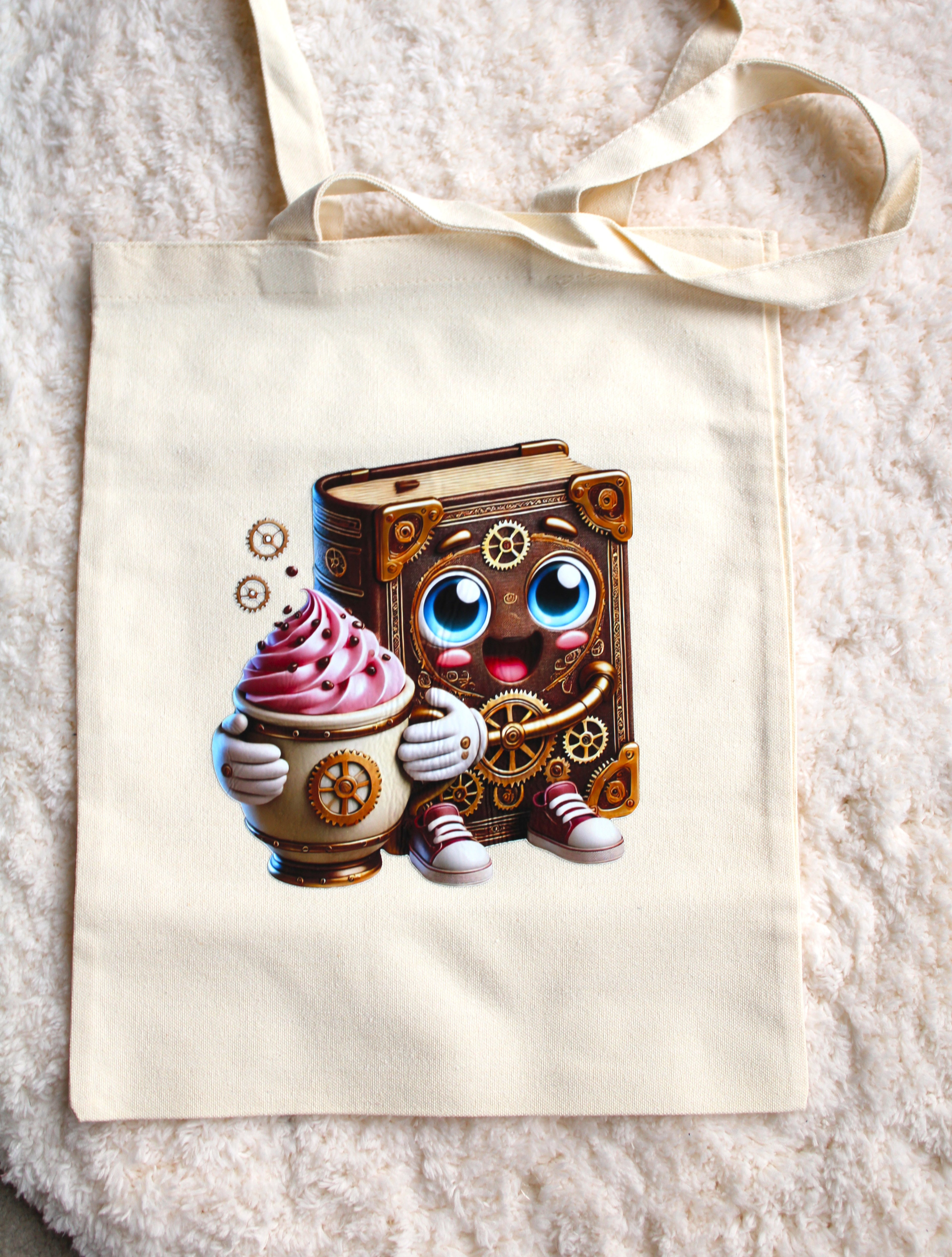 Totebag Lecture Gourmande - Sac coton illustration café et lecture
